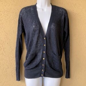 J.Crew Cardigan Sheer Navy cable knit